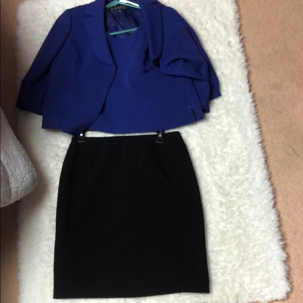 Kasper jacket, top and skirt royal blue SET